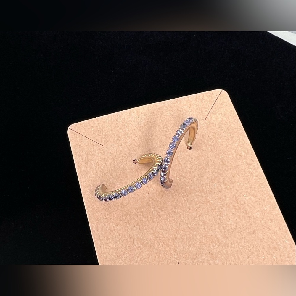 Purple Rhinestone Hoop Earrings